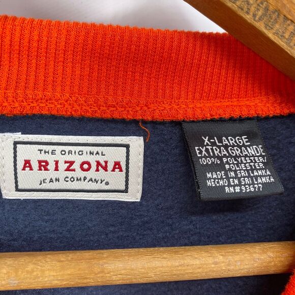 Y2K Arizona Jean Co. Men's Orange Navy Colorblock Fleece Sweatshirt Top Shirt XL - Picture 3 of 3